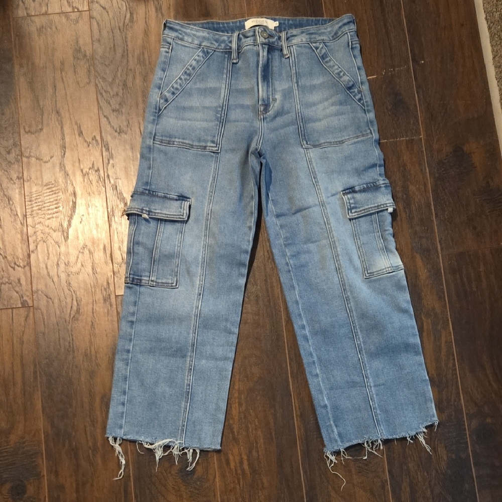 Women's Relaxed Blue Cargo Jeans